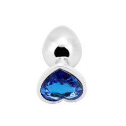 Ziverkleurige Plug met Blauwe Steen Small
