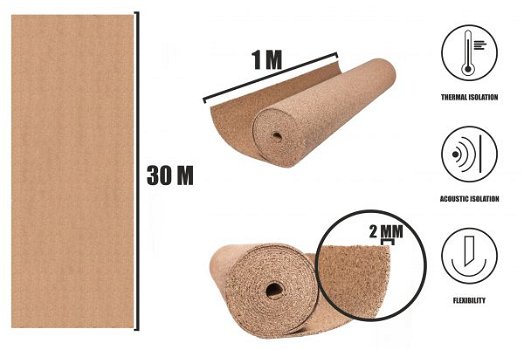 Kurk op rol 2 mm (30 m x 1 m ) - 3