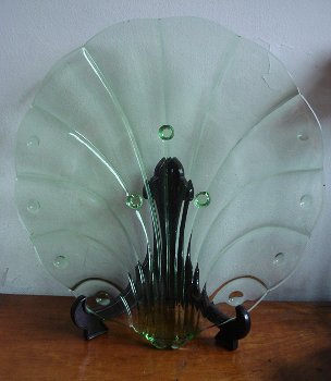 vintage grote schaal van groen glas doorsnee 37,5 cm - 0