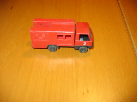 Vintage Kunststof Brandweerauto Plastic Auto Brandweer Rood - 0