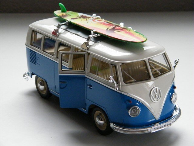 Volkswagen bus T1 Transsporter + Surfboard / Welly modelauto 1:24 - Afbeelding 5