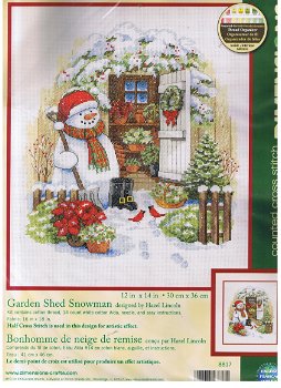 Borduurpakket Garden Shed Snowman van Dimensions - 0