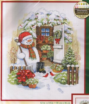 Borduurpakket Garden Shed Snowman van Dimensions - 1