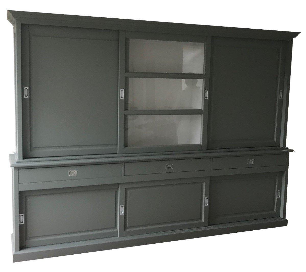 Buffetkast met dichte zijdeuren Engels groen 300 x 50/40 x 220cm - nr. 1