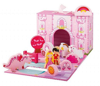 Speelgoed Prinsessenkasteel | 13-delig set in koffer | Merk: Jouéco - 0