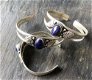 Tibetaans zilveren open armband met Lapis Lazuli - 1 - Thumbnail