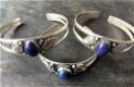 Tibetaans zilveren open armband met Lapis Lazuli - 2 - Thumbnail