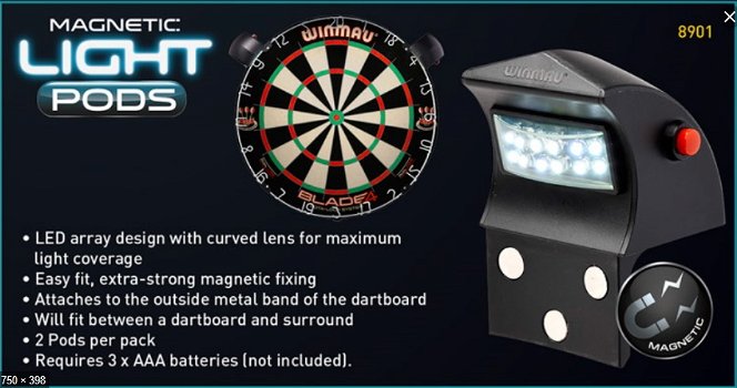 Winmau dartbord verlichting magnetic light Pods 8901 - 2