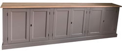 Dressoir Borculo grijs met eiken bovenblad 260cm
