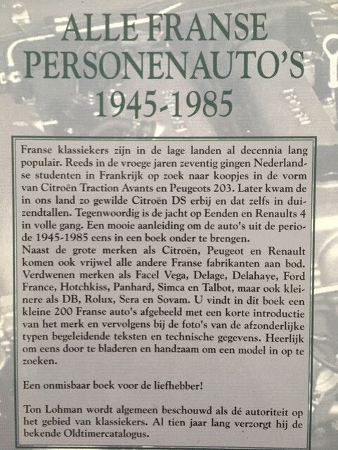 Alle Franse personenauto's 1945-1985 - Ton Lohman - Afbeelding 2