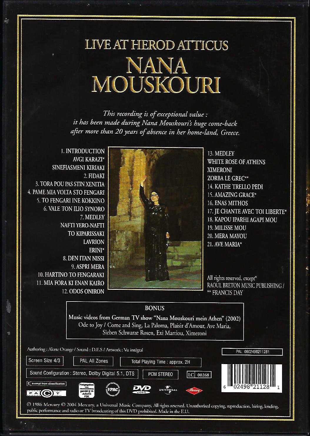 DVD Nana Mouskouri Live At Herod Atticus - Afbeelding 2