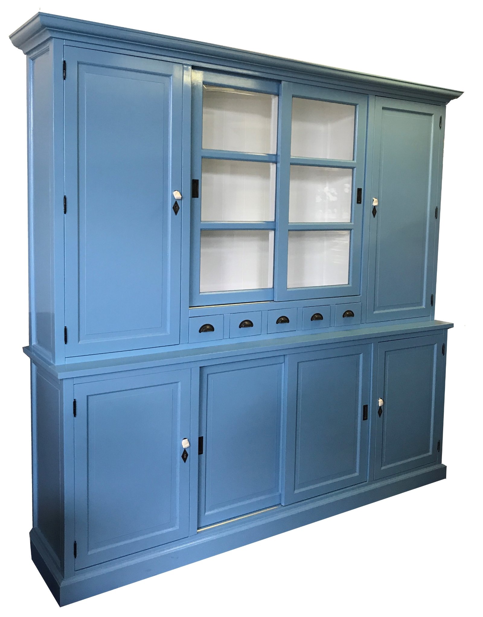 Buffetkast Gieten oud blauw - wit 240 x 50/40 x 230cm - nr. 1