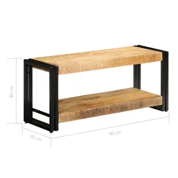 Tv-meubel 90x30x40 cm massief mangohout, hardhout, hifikast, halkast, industrieële stijl - 6