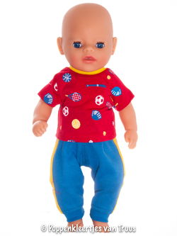 Baby Born Soft jongenspop 36 cm Sportsetje rood/blauw