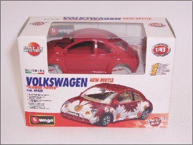 1:43 Bburago kit 49425 VW New Beetle Flower Power 'Margrieten' (2002-2005) - 0