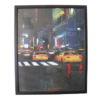 Ingelijst Art Print Yellow Cabs bij Stichting Superwens! - 0