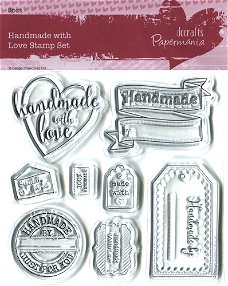 Handmade with Love stamp set 8pcs HWLSS