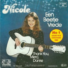 Nicole  ‎– Een Beetje Vrede  (Vinyl/Single 7 Inch)  Eurovisie Songfestival
