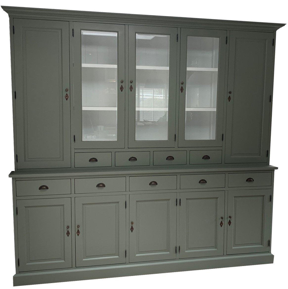 Buffetkast Lelystad Engels groen - wit 265 x 50/40 x 235cm - nr. 1