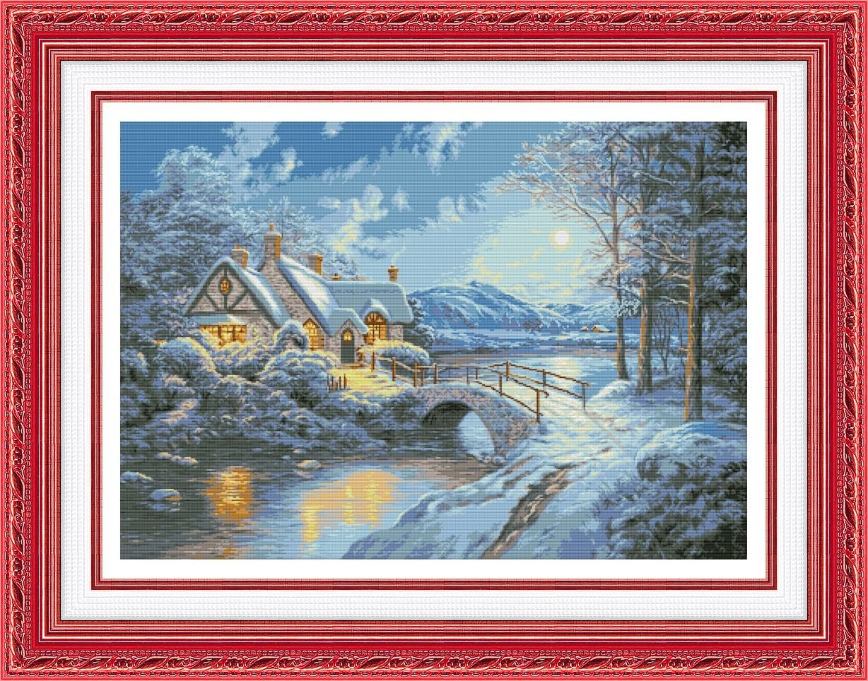 # XL compleet borduurpakket; Winter landschap # - nr. 1