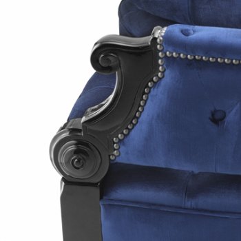 Klassieke fauteuil voor twee met blauwe stof - Woiss Breda NL - 5