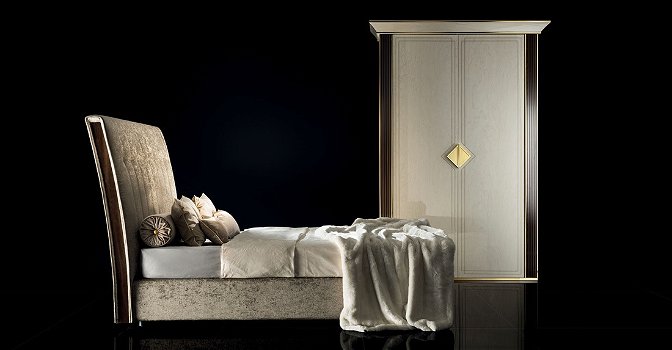 Italiaans gestoffeerd bed met modern design - Woiss Breda NL - 0