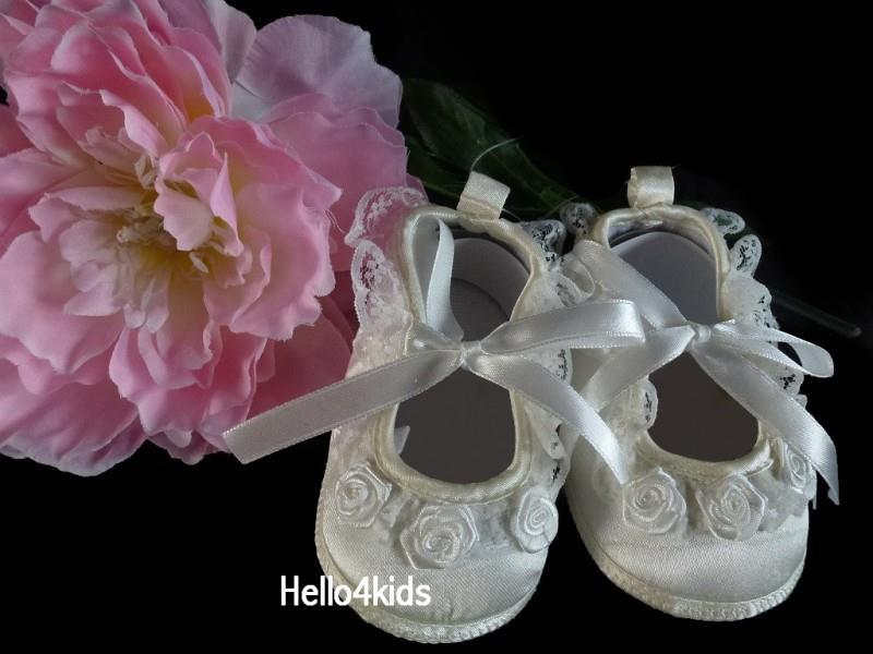 NIEUW wit leren baby schoentjes baby slofjes haarbandje - Afbeelding 2