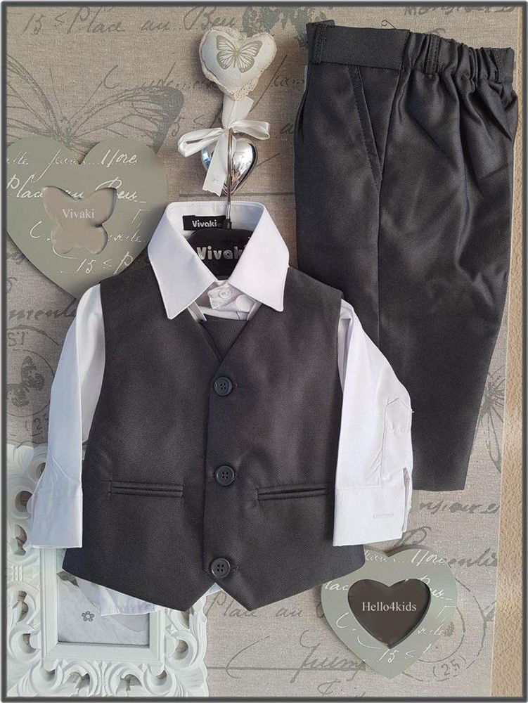 antraciet grijs baby kostuumpje bruidsjonker kleding - Afbeelding 2