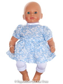 Annabel 36 cm Jurksetje lichtblauw/wit