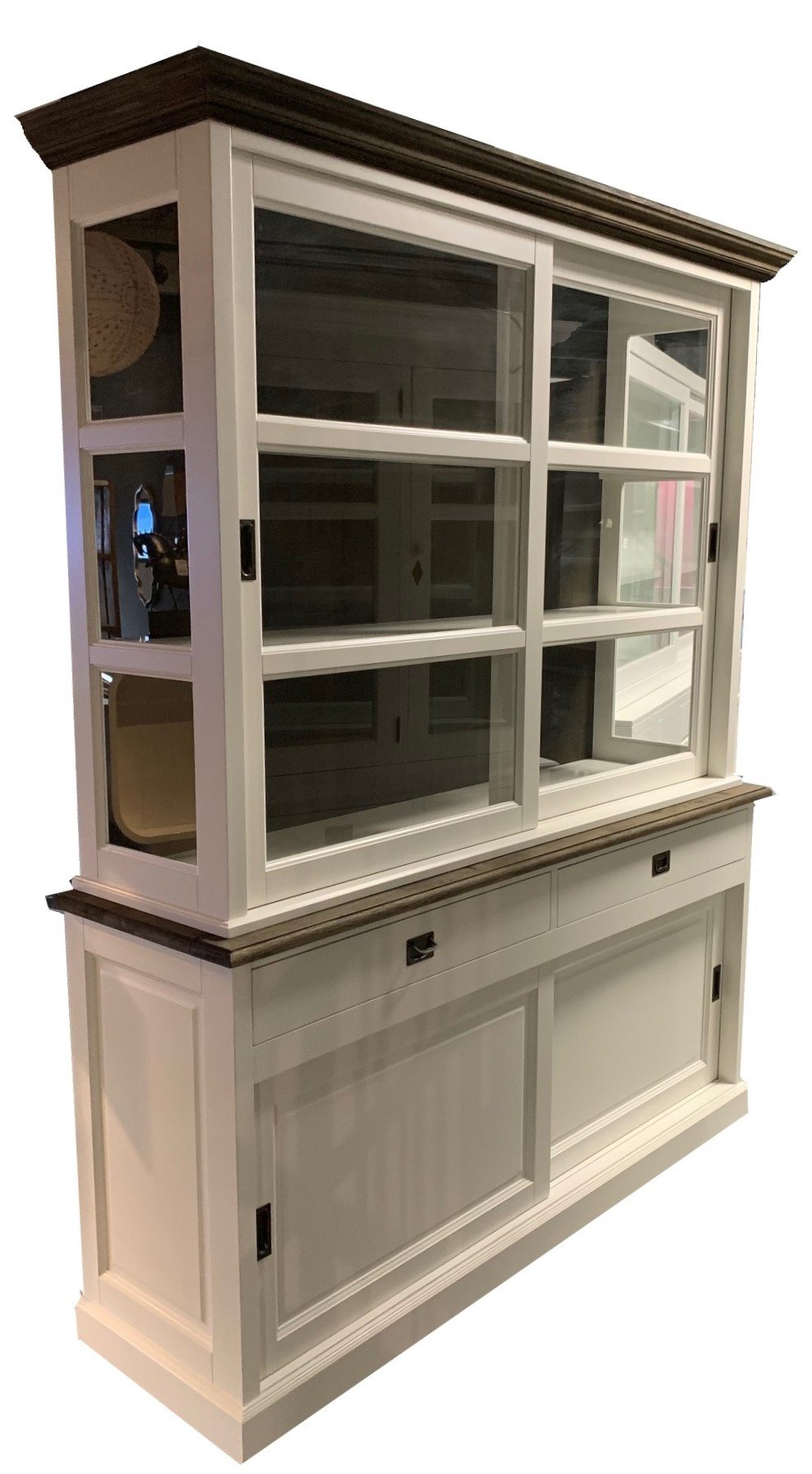 Buffetkast wit 180 x 220 eiken lijsten en achterwand - nr. 1
