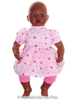 Annabel 46 cm Jurksetje aardbeitjes/roze