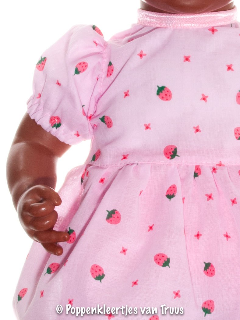 Annabel 46 cm Jurksetje aardbeitjes/roze - Afbeelding 2