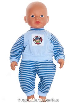 Baby Born 32 cm Jongens pyjama blauw/streep