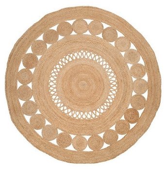 Rond Vloerkleed Naturel – 100% Jute - bohemian woonstijl - 0