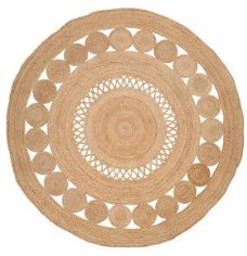 Rond Vloerkleed Naturel – 100% Jute - bohemian woonstijl