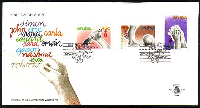 Aruba FDC E 23. Kinderzegels 1989. - 0