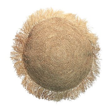 Rond Kussen Raffia in naturel of zwart - 0