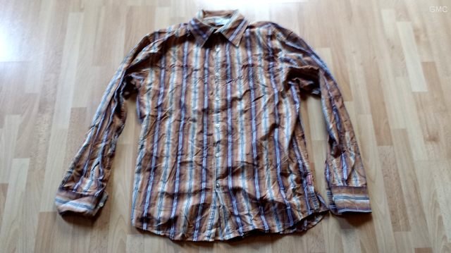 Tom Tailer heren overhemd camel / wit / aubergine kleurig - nr. 1