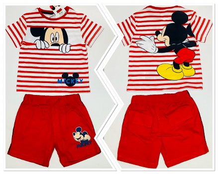 Nieuwe zomerset Mickey Mouse rood maat 98 - 0