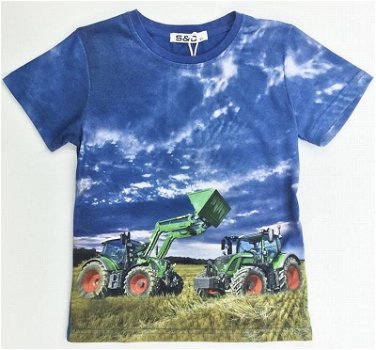 Nieuw tractor shirt met twee tractors maat 98/104 - 0