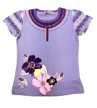 Nieuw shirt met bloemen lila maat 134/140 - 0