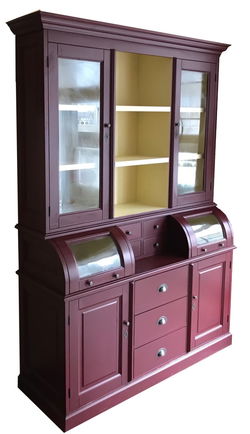 Buffetkast Bastiaan rood - roomwit 150 x 50/35 x 210cm