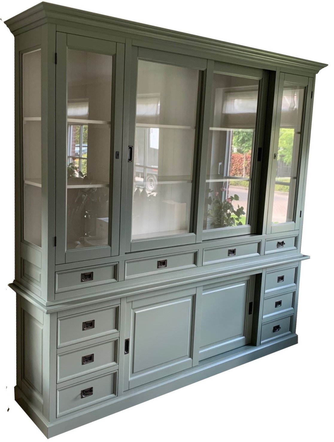 Buffetkast Eelde Engels groen - wit 225 x 50/40 x 225cm - nr. 1