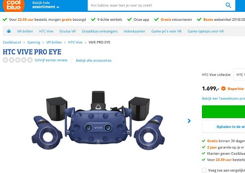 HTC VIVE pro full kit VR bril - 7