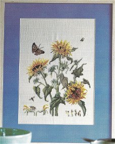 Borduurpatroon 186 schilderij met zonnebloemen.