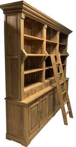 Boekenkast teak met trap Beers 260 x 240cm