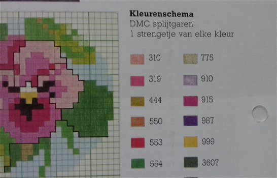 Borduurpatroon viooltjes in kruissteek - 2