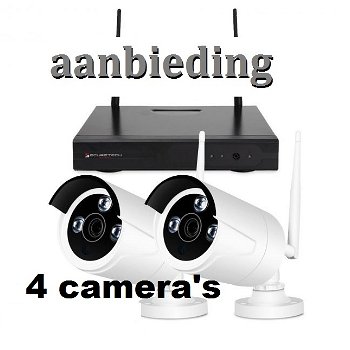 HD IP draadloos 4 camera bewaking systeem Primovo AANBIEDING - 0