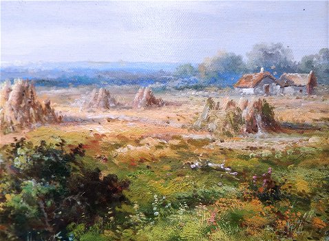 Landschap met figuren en korenschoven Olieverf op doek - 2
