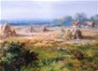 Landschap met figuren en korenschoven Olieverf op doek - 2 - Thumbnail